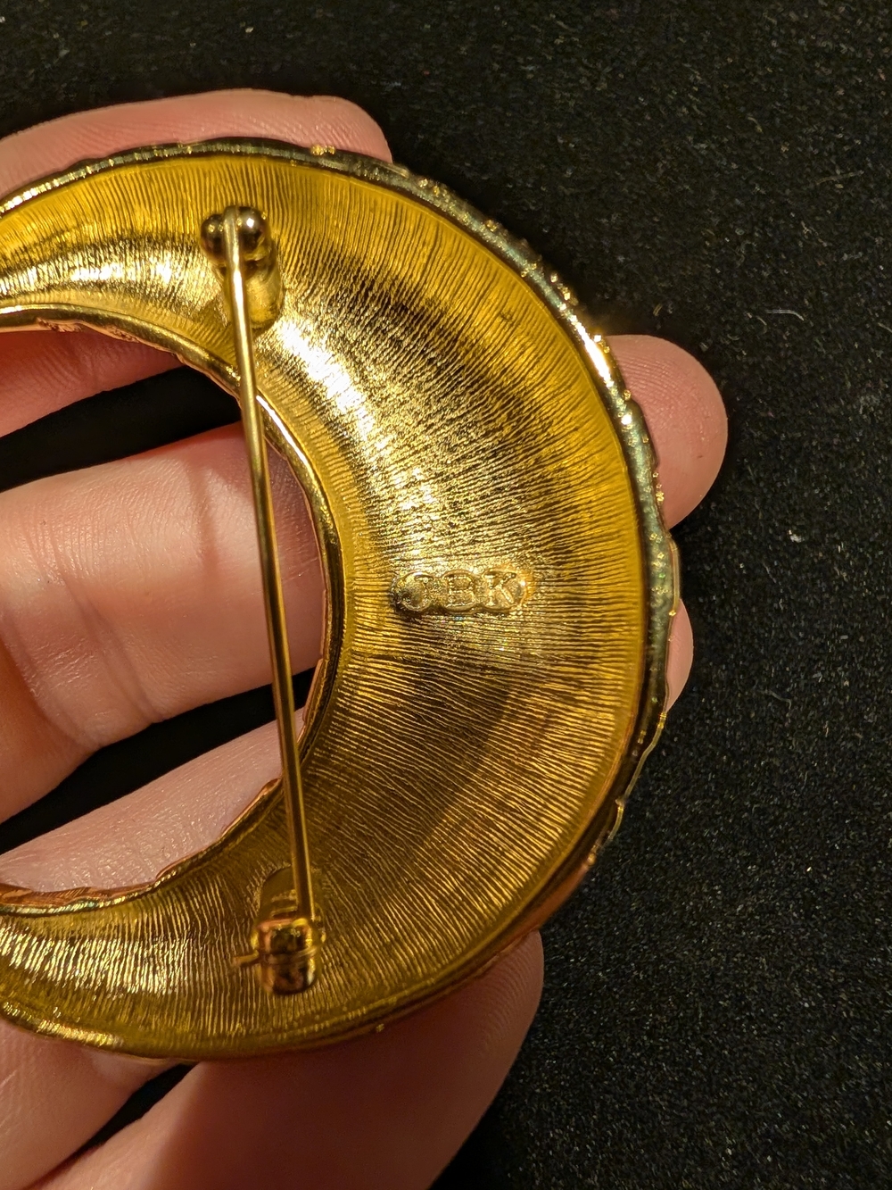 Gold-Tone Crescent Brooch - Women Accessories, Vintage, Jacqueline B. Kennedy